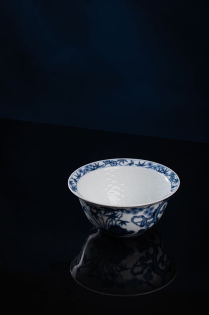 [清本源 x Gohobi Gallery] Blue-and-White Moonflower Pattern with Pine, Bamboo, and Plum Blossom Wash Basin