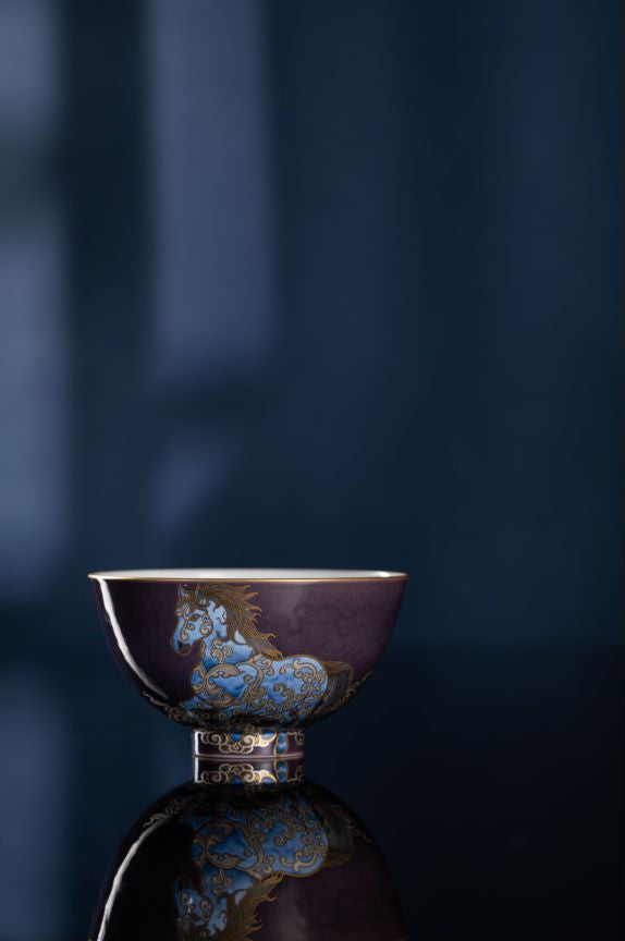 [清本源 x Gohobi Gallery] Noble Spirit Purple Glaze Dragon & Horse Cup