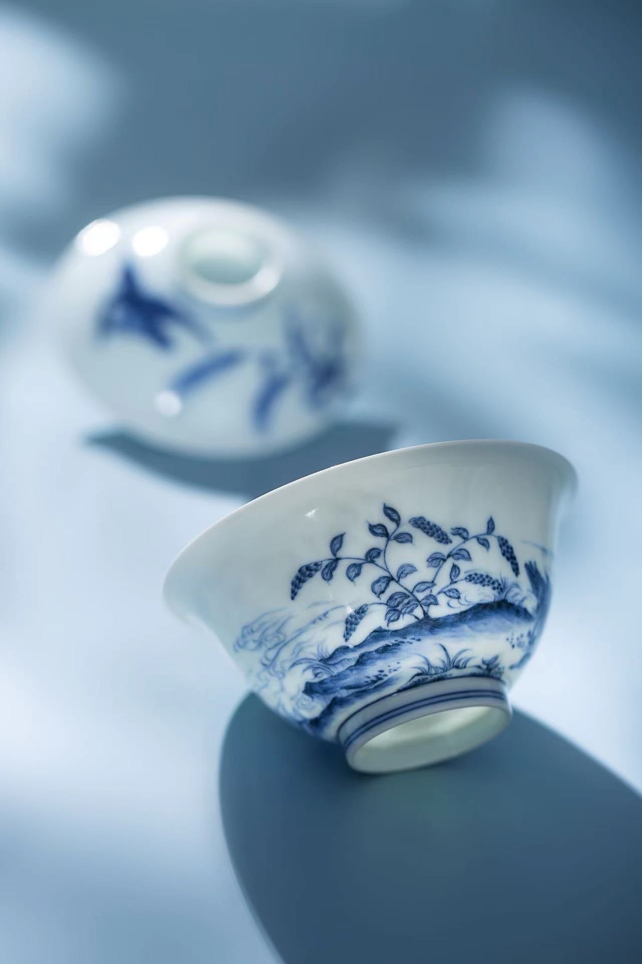 [清本源 x Gohobi Gallery] Blue and White Lotus & Reed Goose Scene Gaiwan