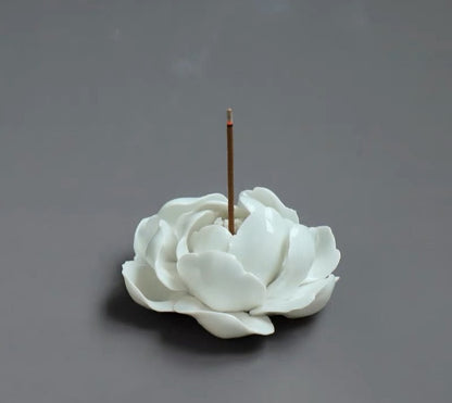 Gohobi Handmade White Lotus Incense Holder Ornament