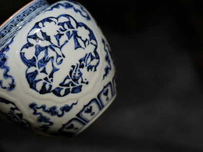 [蔓生敘古x Chingshui Tang] Wood-Fired Chai Kiln Blue & White Floral Bird Jar – 8.5cm Opening, 13.3cm Height