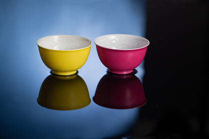 [清本源 x Gohobi Gallery] Inner-Molded Water Ripple Cups in Rouge Red / Lemon Yellow – Set of Two