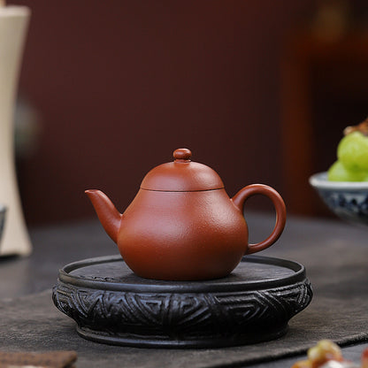 [Chingshui Tang 青水堂] Handmade Yixing Red Zisha Clay Teapot – 130ml Handmade Original Ore Raw Zhuni Pear-Shaped Teapot, Gongfu Tea Brewing Small Yixing Teaware