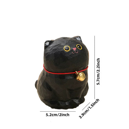 Gohobi Handcrafted Large Wooden Black Cat Ornament