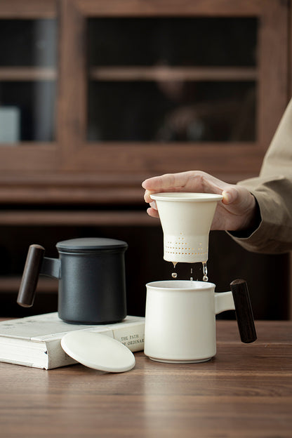 Gohobi Ceramic Office Mug with Infuser and Lid