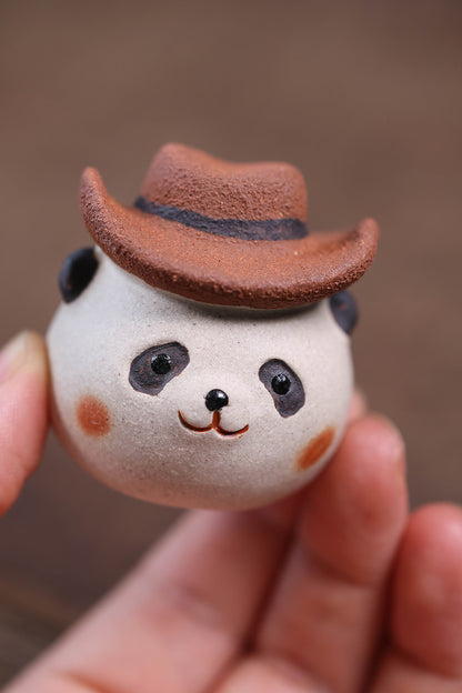 Gohobi Yixing Purple Clay Giant Panda Tea Pet – Handmade Tea Table Ornament