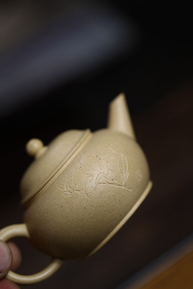 [Chingshui Tang 青水堂] Handmade Yixing Green Zisha Clay Xiaoping Teapot – 100ml Original Ore Benlu Caly with Inner Filter, Semi-Handmade Thin-Walled Gongfu Teapot