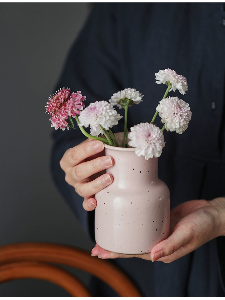 Gohobi Classic Handmade Ceramic Pink Emerald Vase