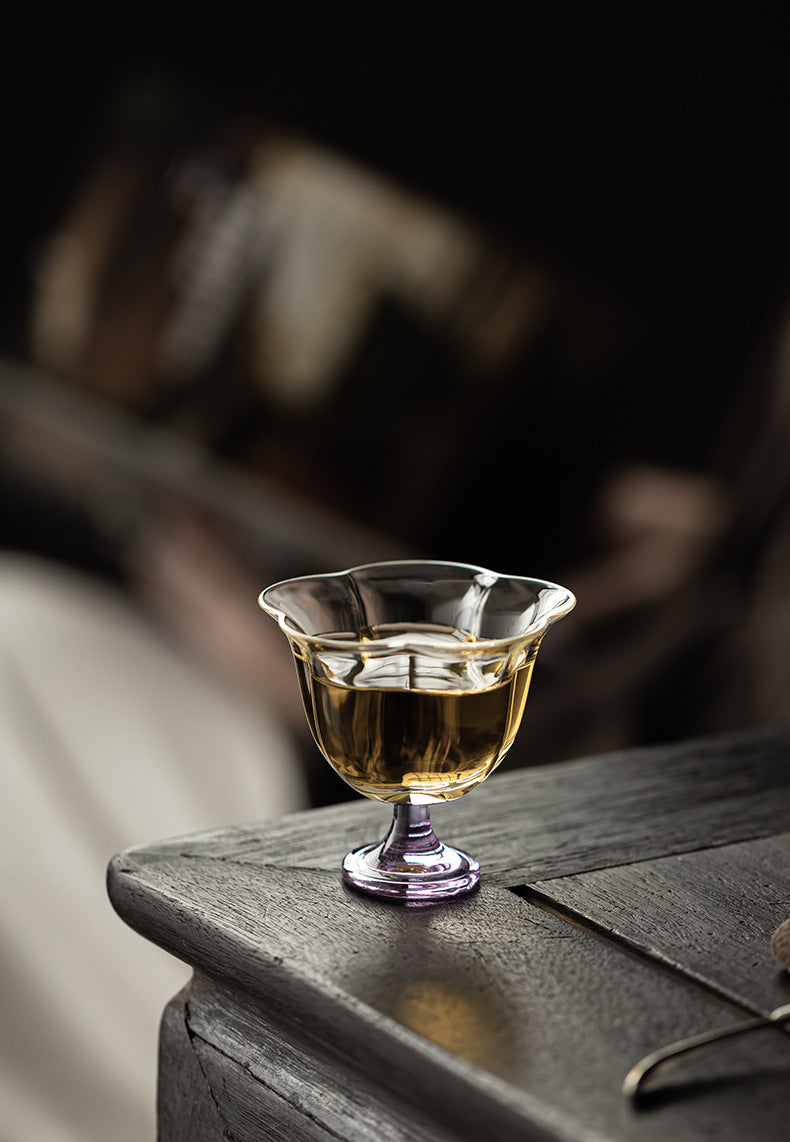 Gohobi High Borosilicate Glass Tall Footed Tea Cup – Transparent Heat-Resistant Master Cup for Gongfu Tea, Chinese Teaware for Home Use