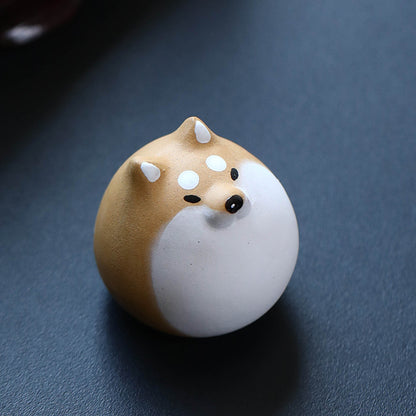 Gohobi Handmade Ceramic YiXing Clay Shiba Inu Dog Ornament Tea pet