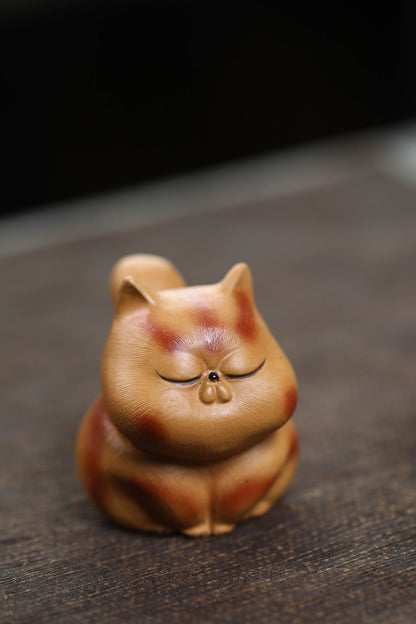 Gohobi Lucky Cat Ornament Yixing Clay Tea Pet