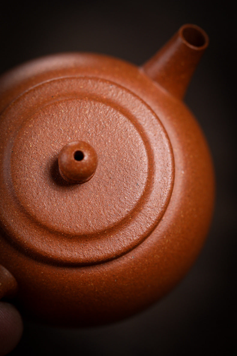 [Chingshui Tang 青水堂] Handmade Yixing Zisha Sandy Purple Clay Teapot – 120ml Original Ore Jin Jiangpo Clay, Handmade Thin Body with Built-in Filter, Da Bin Huai Yue Style Small Gongfu Teapot