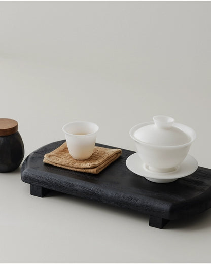 Plateau noir en bois carbonisé de style japonais Gohobi Wabi-Sabi 003