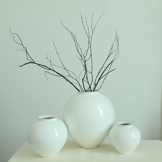 Gohobi White Moon Jar Ceramic Vase