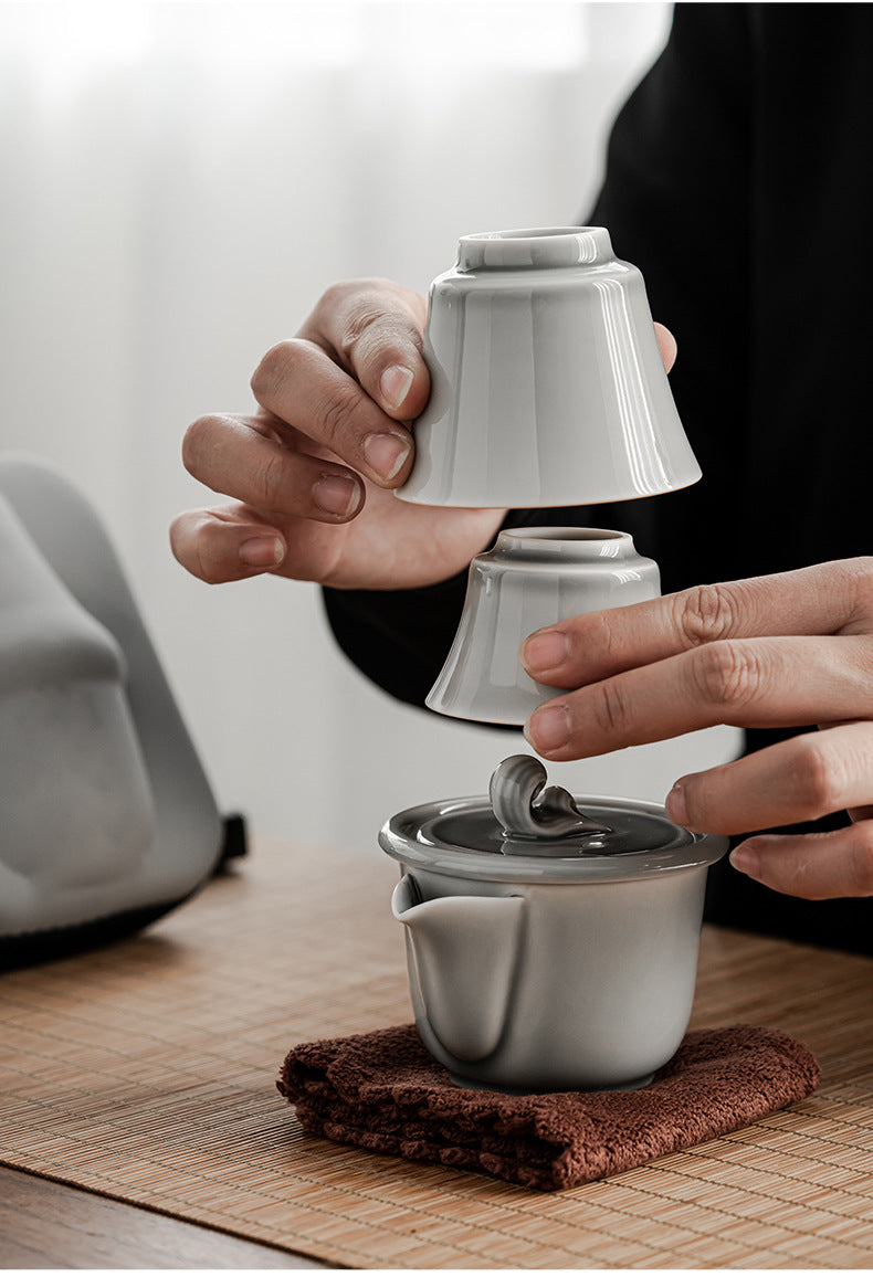 Gohobi Japanese Style Ice Grey Gaiwan Tea Set 003