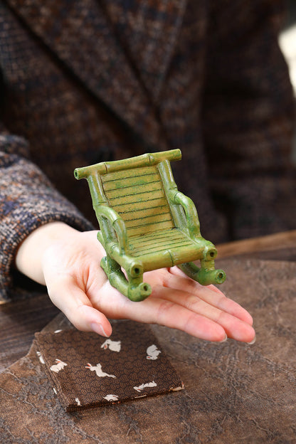 Gohobi Yixing Purple Clay Bamboo Rocking Chair Tea Pet – Handmade Tea Table Ornament