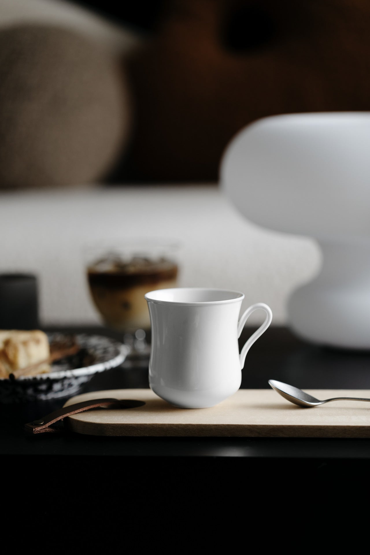 Gohobi Handmade Tied Waist Ceramic Jade White Clay Coffee Cup Mug