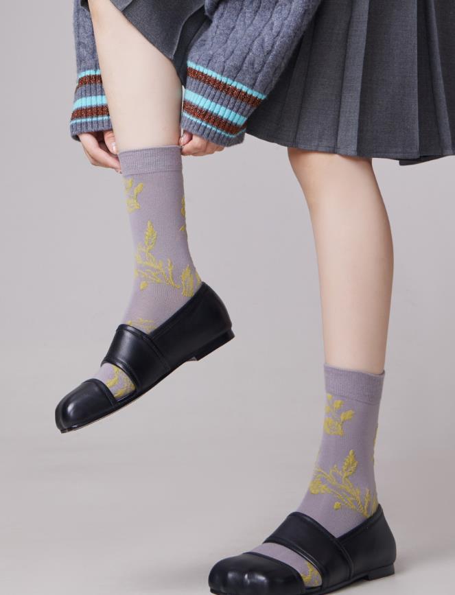 Gohobi Vintage Botanical Embossed Cotton Socks