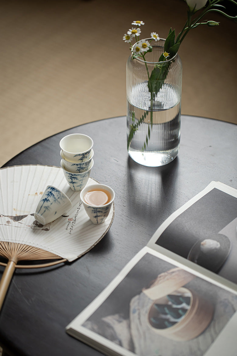 Gohobi Celadon Blue and White Bamboo Teacup