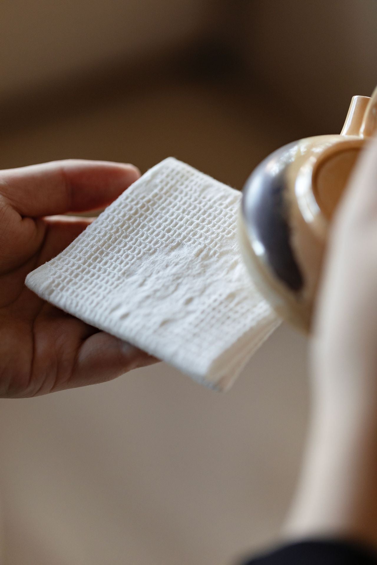 Torchon Gongfu double face en coton et lin gravé Gohobi