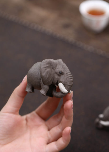 Gohobi Yixing Purple Clay Elephant Tea Pet – Handmade Lucky Tea Table Ornament
