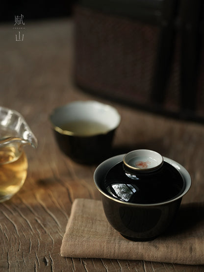 [賦山敘 x Gohobi] “Ink Bamboo & Crane” Kuikou Master Cup – Hand-Painted Jingdezhen Ceramic Tasting Cup