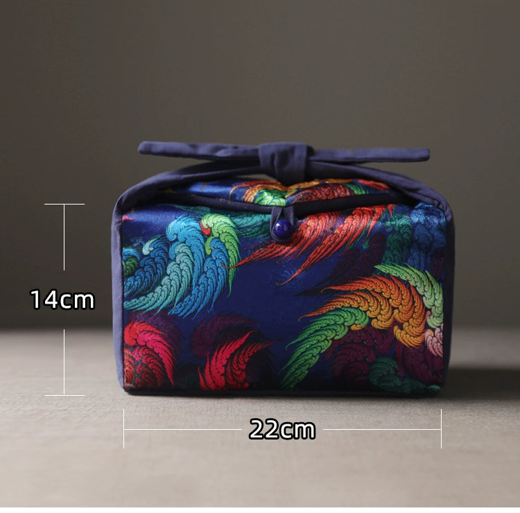 Gohobi Large Colourful Silk Teaware Storage Travel Bag