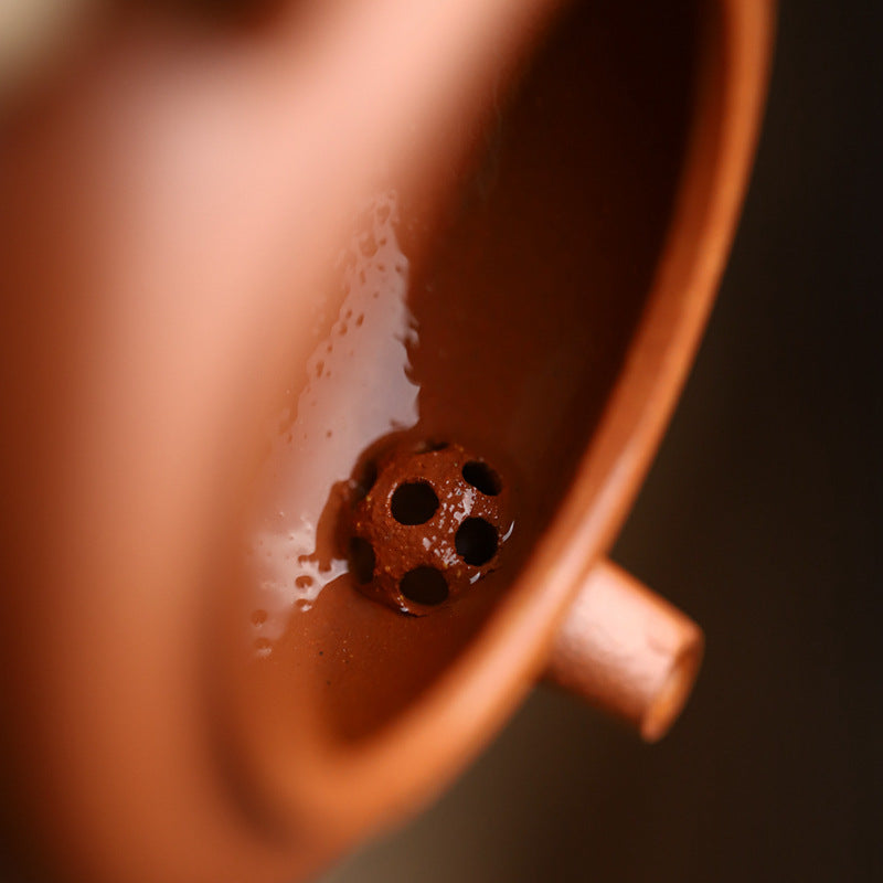 [Chingshui Tang 青水堂] Handmade Yixing Original Ore Jiangpo Sandy Purple Clay "Flat Lantern" Teapot – 150ml Thin-Walled Home Brewing Teapot with Built-in Filter