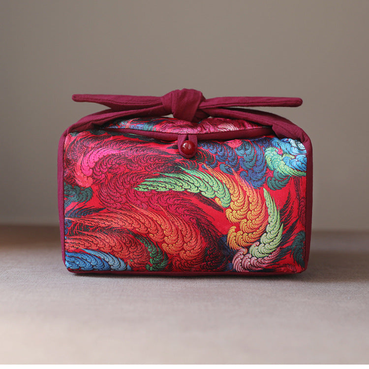 Gohobi Large Colourful Silk Teaware Storage Travel Bag