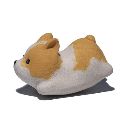 Gohobi Handmade Ceramic YiXing Clay Corgi Dog Ornament Tea pet