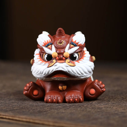 Gohobi Yixing Purple Clay Lion Dance Tea Pet – Handmade Guardian Ornament