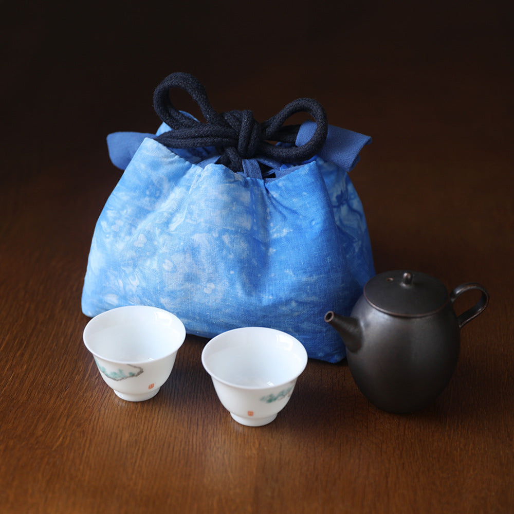 Gohobi Large Dyed Fabric Teaware Storage Travel Bag