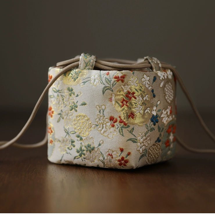 Gohobi Colourful Brocade Teaware Storage Travel Bag