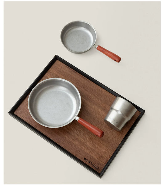 Gohobi Retro Stainless Steel Mini Frying Pan with Wooden Handle