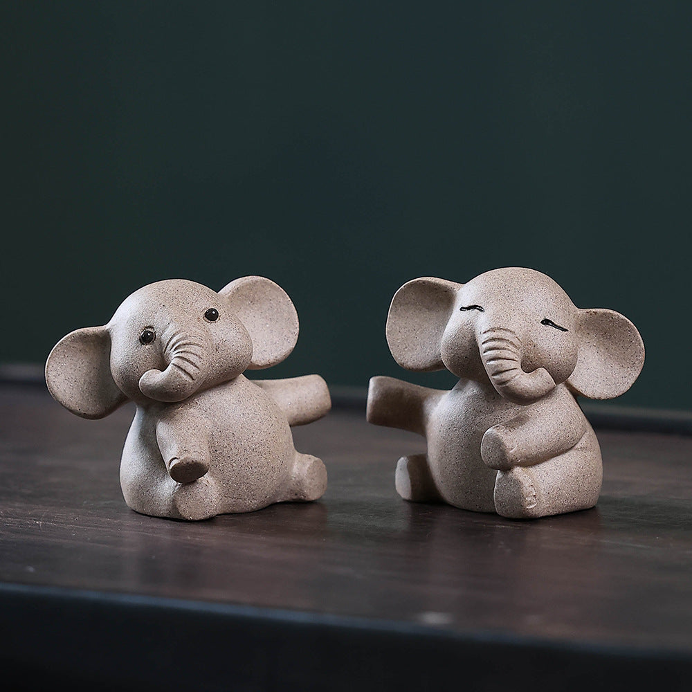 Gohobi Yixing Purple Clay Love Elephant Tea Pet – Handmade Lucky Ornament