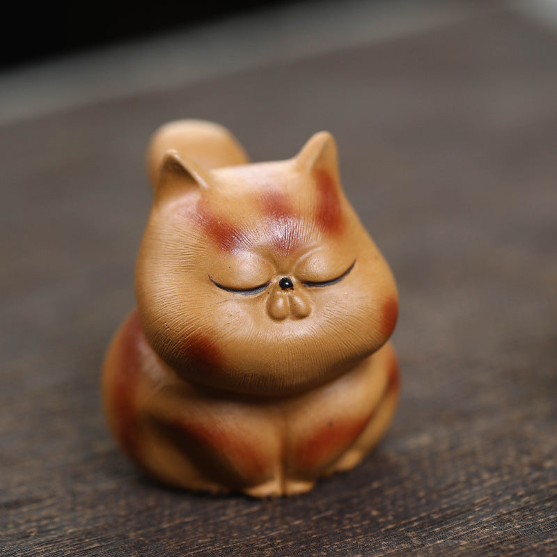 Gohobi Lucky Cat Ornament Yixing Clay Tea Pet