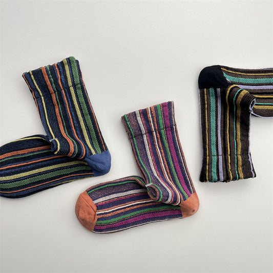 Gohobi Colorful Striped Mid-Calf Socks