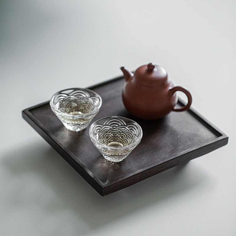 Plateau carré noir ébène Gohobi de style japonais Wabi-Sabi 004