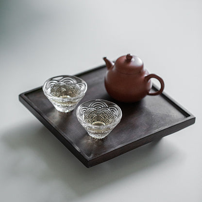 Plateau carré noir ébène Gohobi de style japonais Wabi-Sabi 004