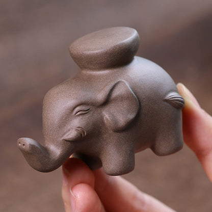 Gohobi Yixing Purple Clay Elephant Lid Holder – Handmade Teapot Lid Rest