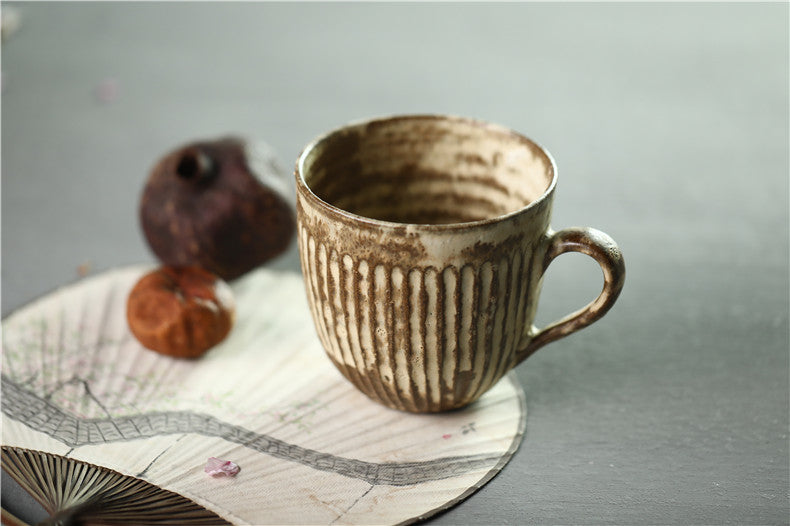 Gohobi Handmade White Brown Ceramic Coffee Cup Mug