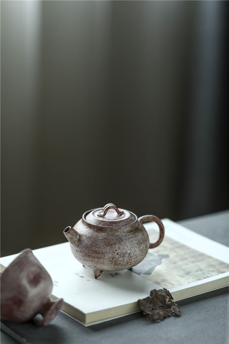 Gohobi Handmade Wooden-fired Pink Paint Teapot