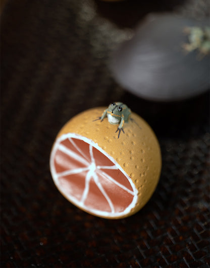 Yixing Purple Sand Spray Pastèque Thé Pet Fait Main Grenouille, Citrouille, Graines de Lotus, Citron, Fève Service à Thé, Sculpture En Gros