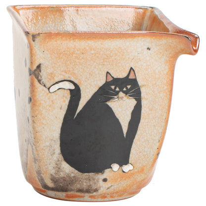 Gohobi Handmade Black Ink Hand-painted Cat Pitcher 002