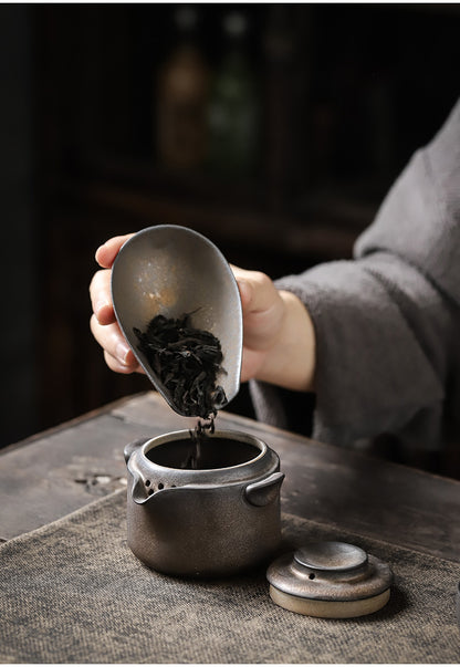 Gohobi Vintage Rustic Ceramic Travel Tea Set