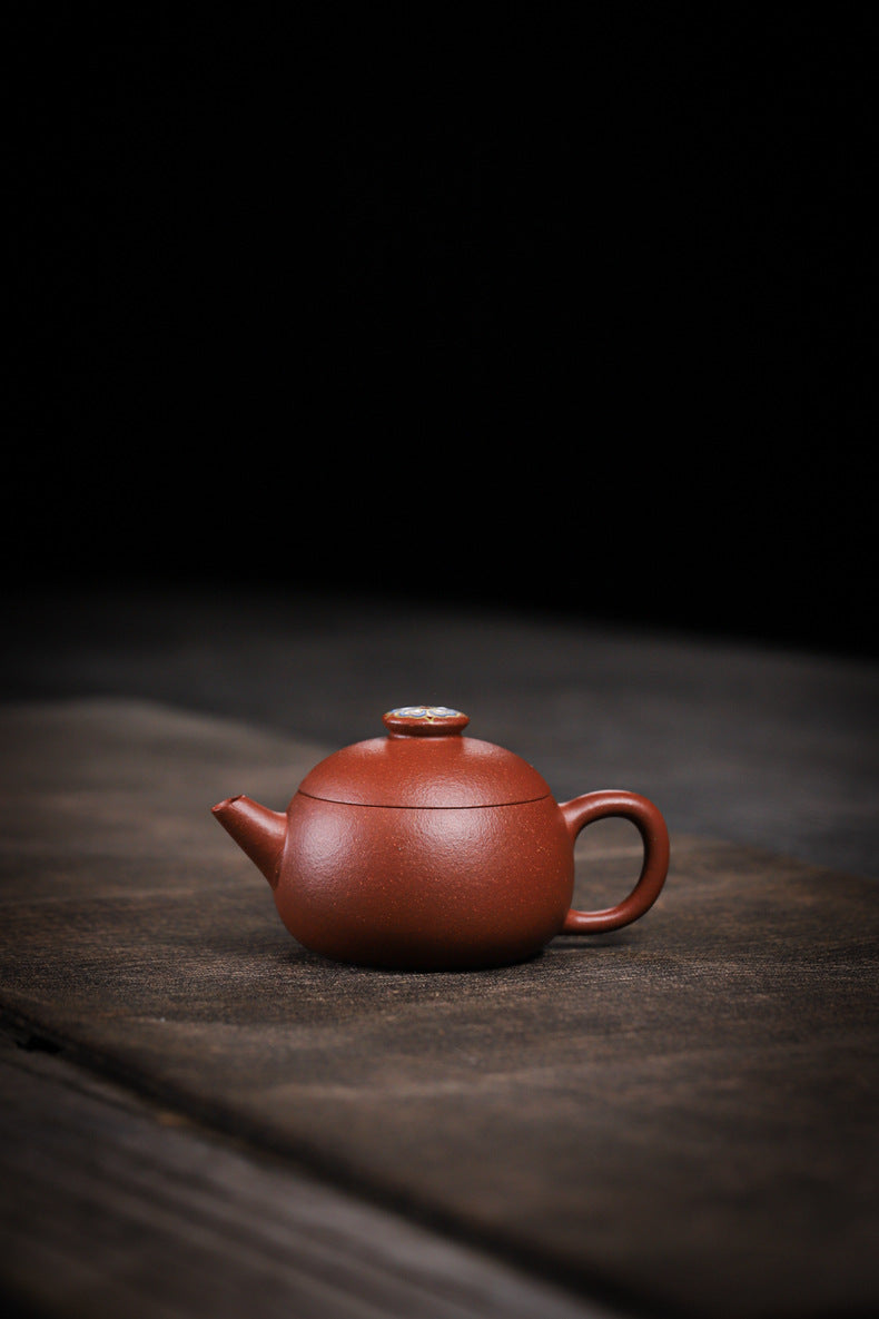 [Chingshui Tang 青水堂] Handmade Yixing Zisha Sandy Purple Clay Teapot – 90ml Handmade Original Ore Jiangpo Clay Bowl-Shaped Teapot, Thin Body with Built-in Filter, Gongfu Small Teaware