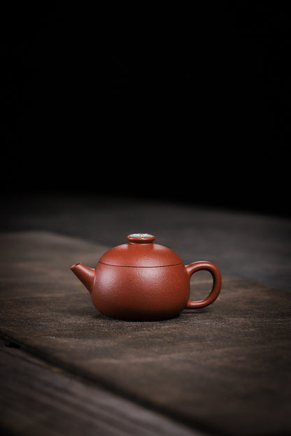 [Chingshui Tang 青水堂] Handmade Yixing Zisha Sandy Purple Clay Teapot – 90ml Handmade Original Ore Jiangpo Clay Bowl-Shaped Teapot, Thin Body with Built-in Filter, Gongfu Small Teaware