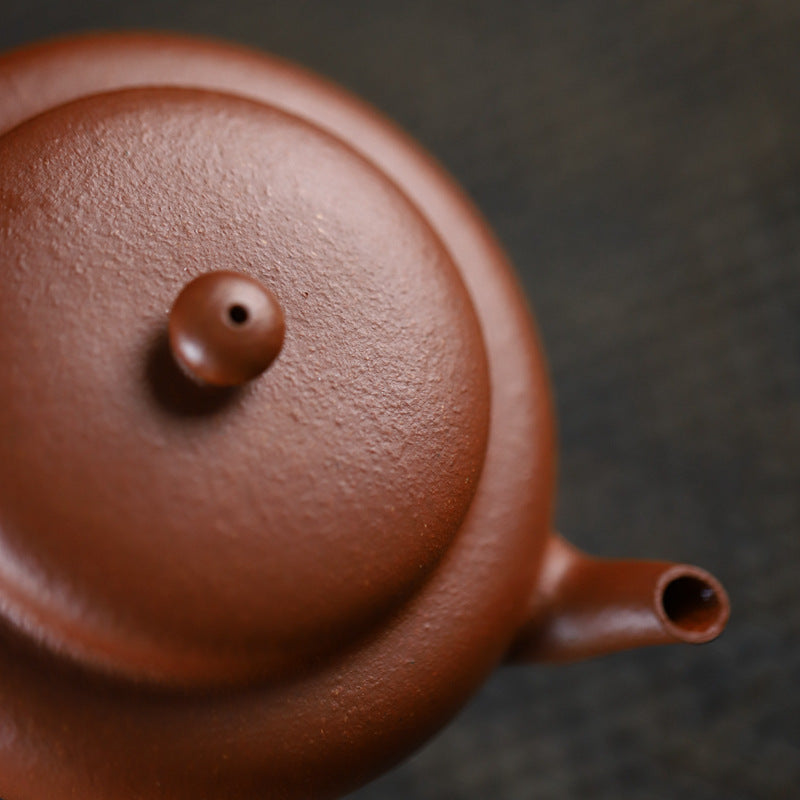 [Chingshui Tang 青水堂] Handmade Yixing Original Ore Jiangpo Sandy Purple Clay "Flat Lantern" Teapot – 150ml Thin-Walled Home Brewing Teapot with Built-in Filter