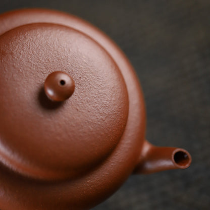 [Chingshui Tang 青水堂] Handmade Yixing Original Ore Jiangpo Sandy Purple Clay "Flat Lantern" Teapot – 150ml Thin-Walled Home Brewing Teapot with Built-in Filter