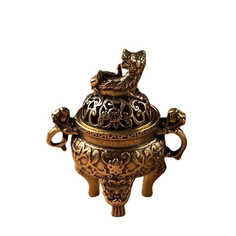 Gohobi Brass Pixiu & Dragon Incense Holder